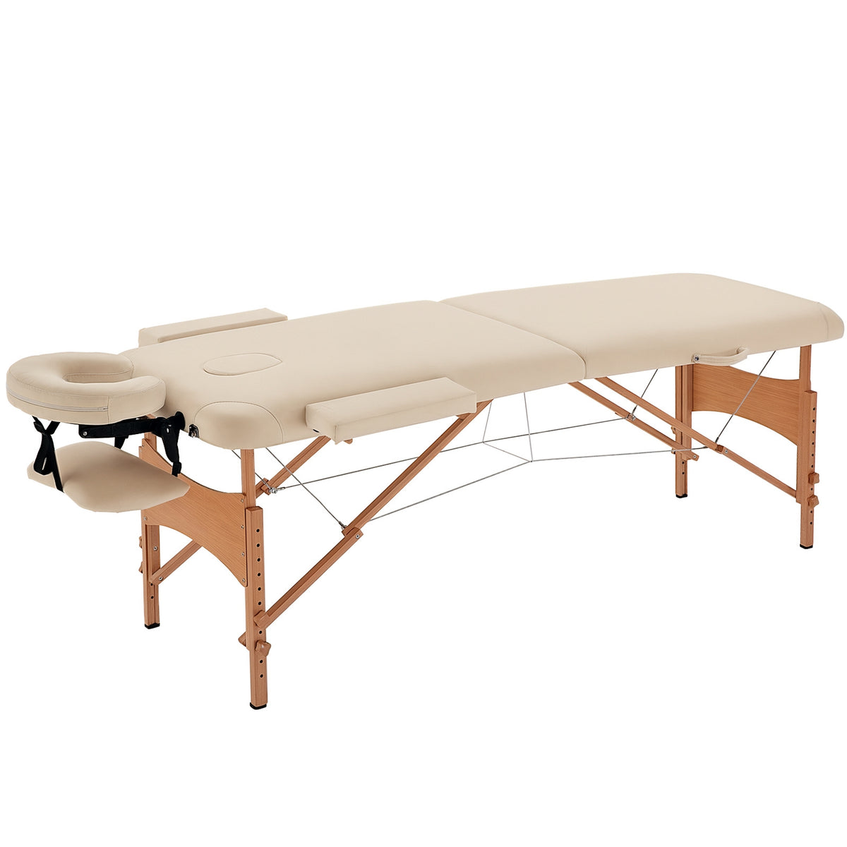 Lit/Table de Massage cosmetique Pliable en Bois 2 Zones crème-0