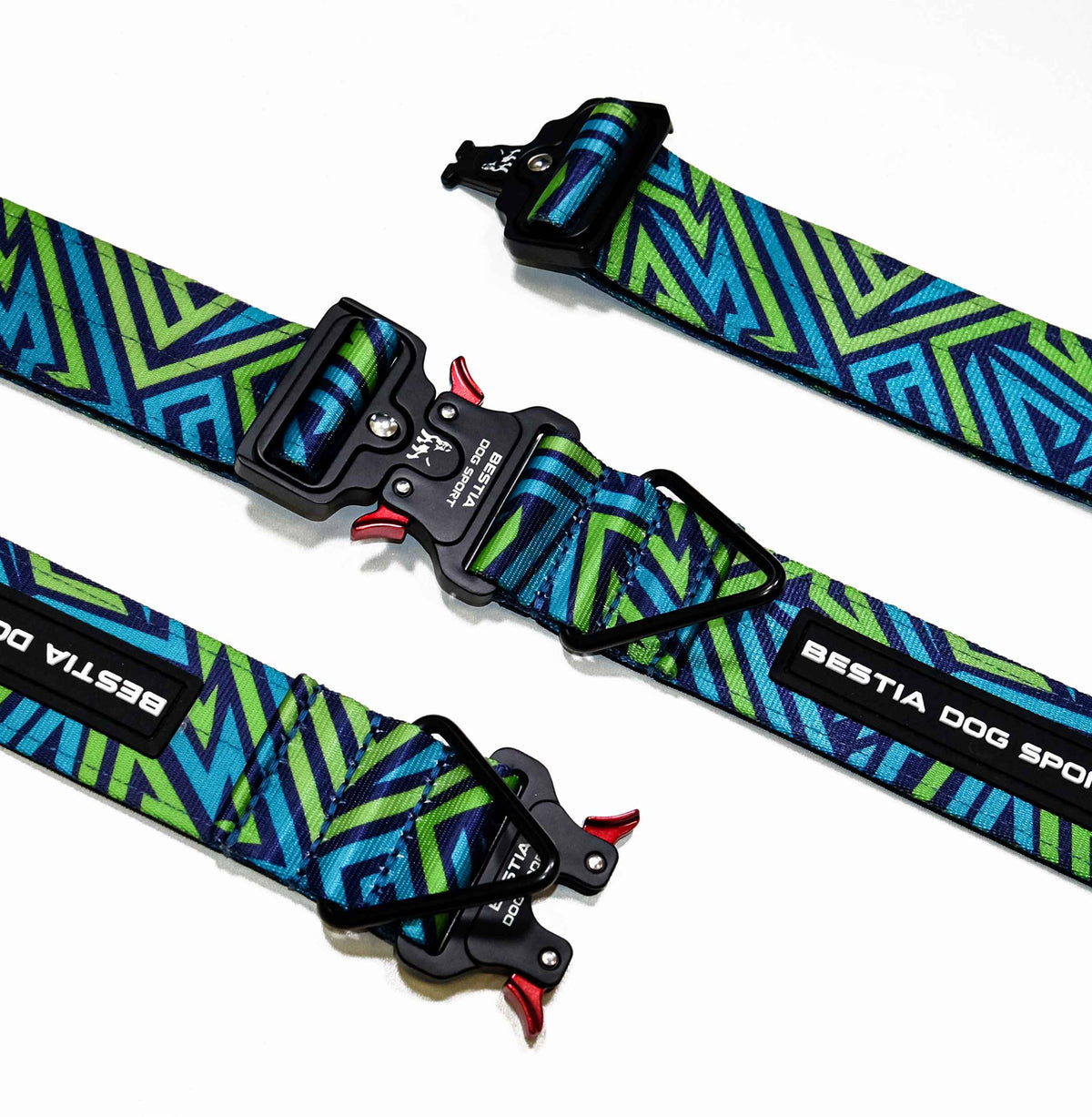 Bestia Dog Sport GripPro Print Collar - Blue&Green-0
