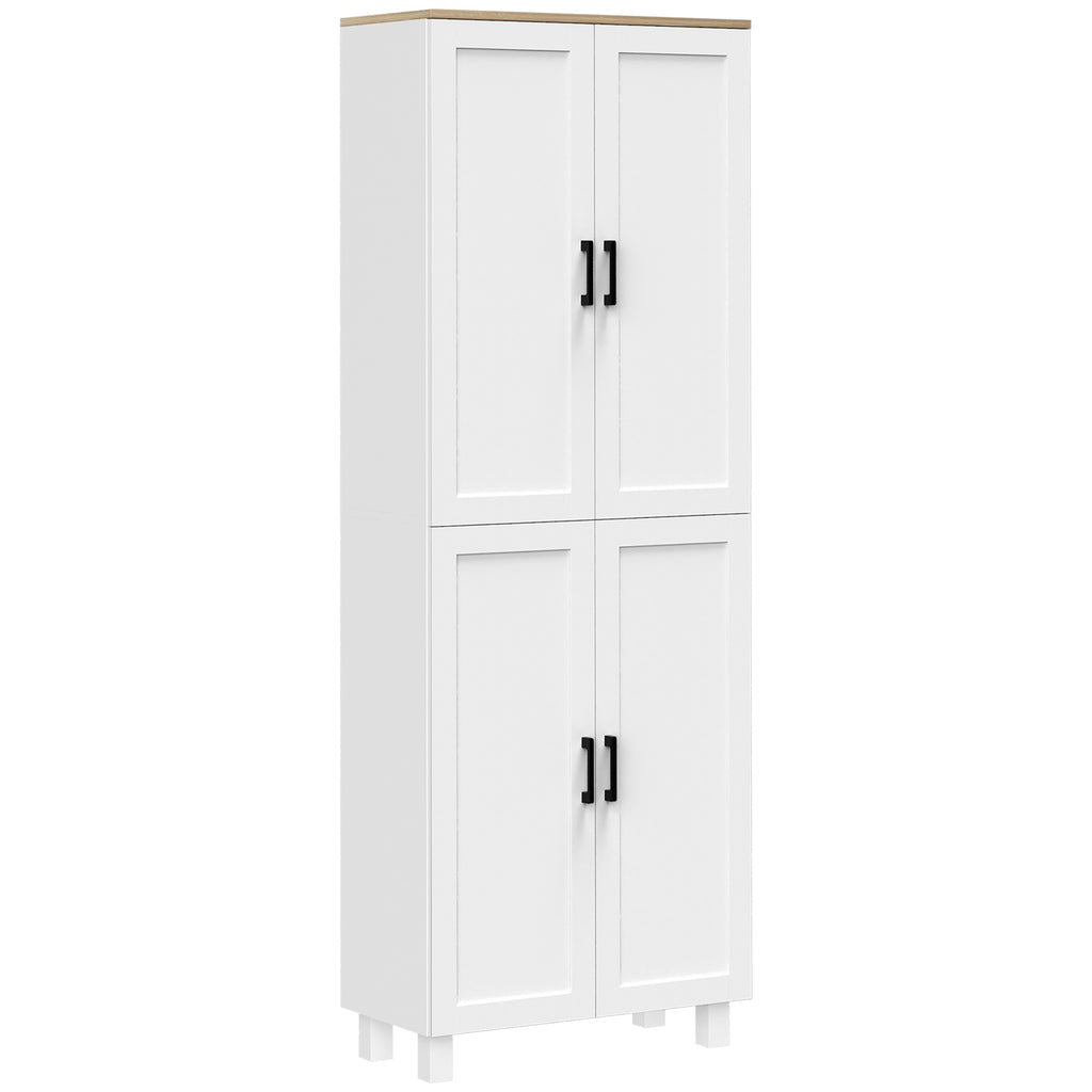 Armoire de cuisine hauteur 170 cm buffet haut avec 4 portes et étagères ajustable, design moderne, blanc-0