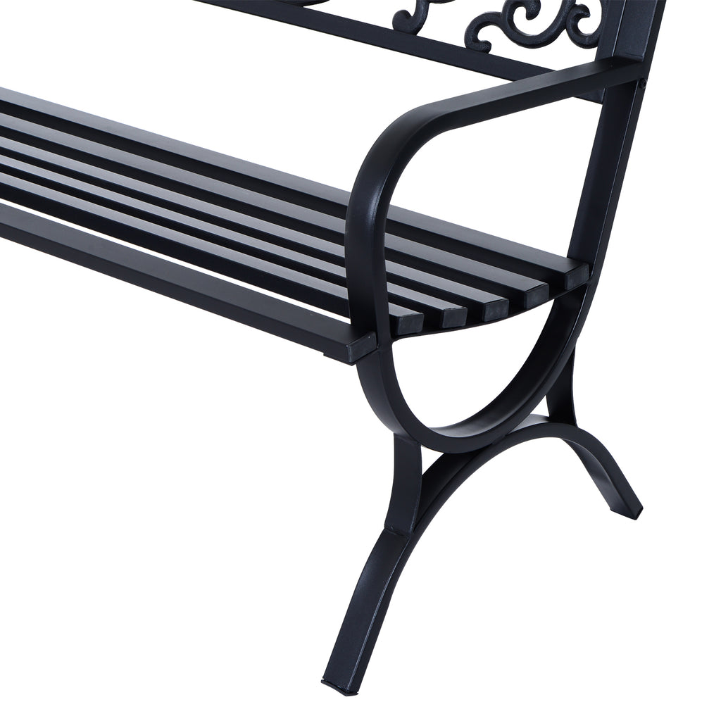Banc de jardin terrasse en acier fonte noir 3 places 127 x 60 x 85 cm charge max 240 Kg-8