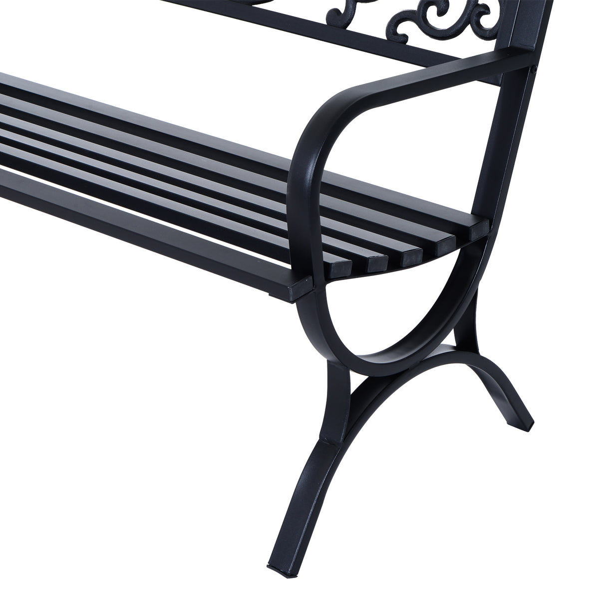 Banc de jardin terrasse en acier fonte noir 3 places 127 x 60 x 85 cm charge max 240 Kg-8