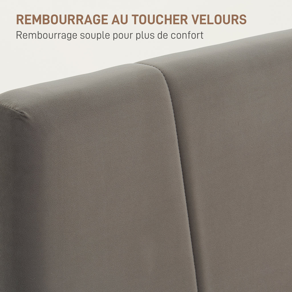 Cadre de lit double 140 x 190 cm lit 2 personnes tête de lit réglable sommier 150 x 198 x 100/105/110/115/120 cm gris-4