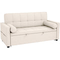 Canapé convertible 2 places 3 en 1 canapé-lit avec lit gigogne double dossier réglable 2 coussins 80,5x137,5x84cm beige-0