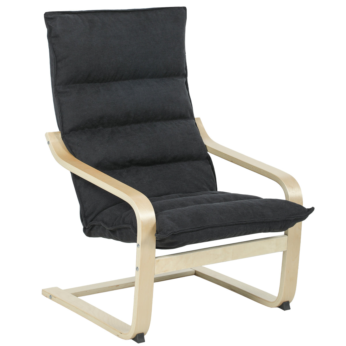 Fauteuil Salon, Fauteuil de Loisirs Moderne, Fauteuil Chambre avec Accoudoirs Incurvés, Coussins, 67 x 83 x 105 cm, Noir-0