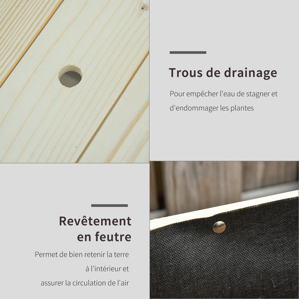Jardinière sur Pieds - Potager sur roulettes - étagère, Inserts d'irrigation, Feutre de Drainage Inclus - Bois-5
