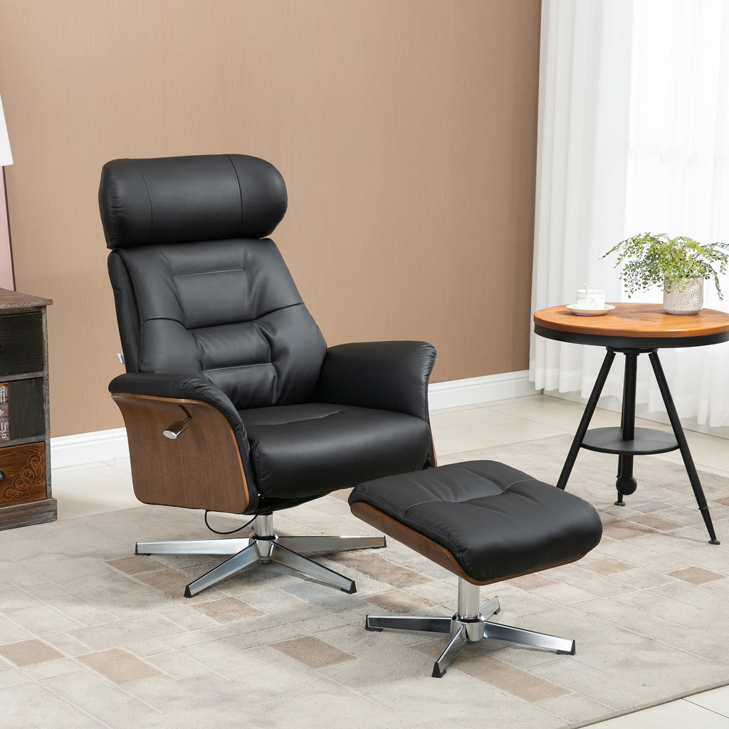 Fauteuil relax avec repose-pied, fauteuil de relaxation avec dossier inclinable, têtière réglable, 80x84x108cm, noir-1