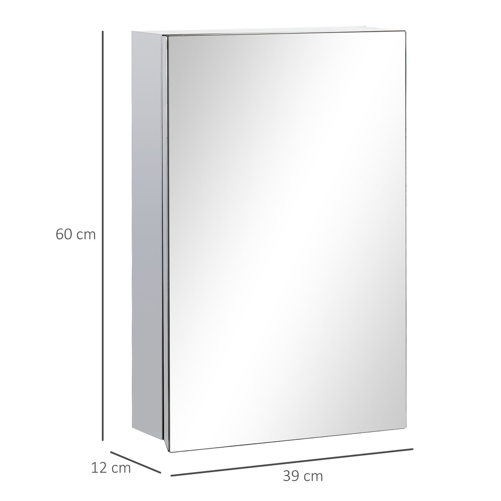 Armoire miroir de salle de bain en acier inoxydable armoire murale de toilette 39 x 12 x 60 cm-2