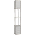 Lampadaire étagère 2 lampes 2 étagères 4 niveaux MDF gris motif nid d'abeille 26 x 26 x 156 cm gris-0