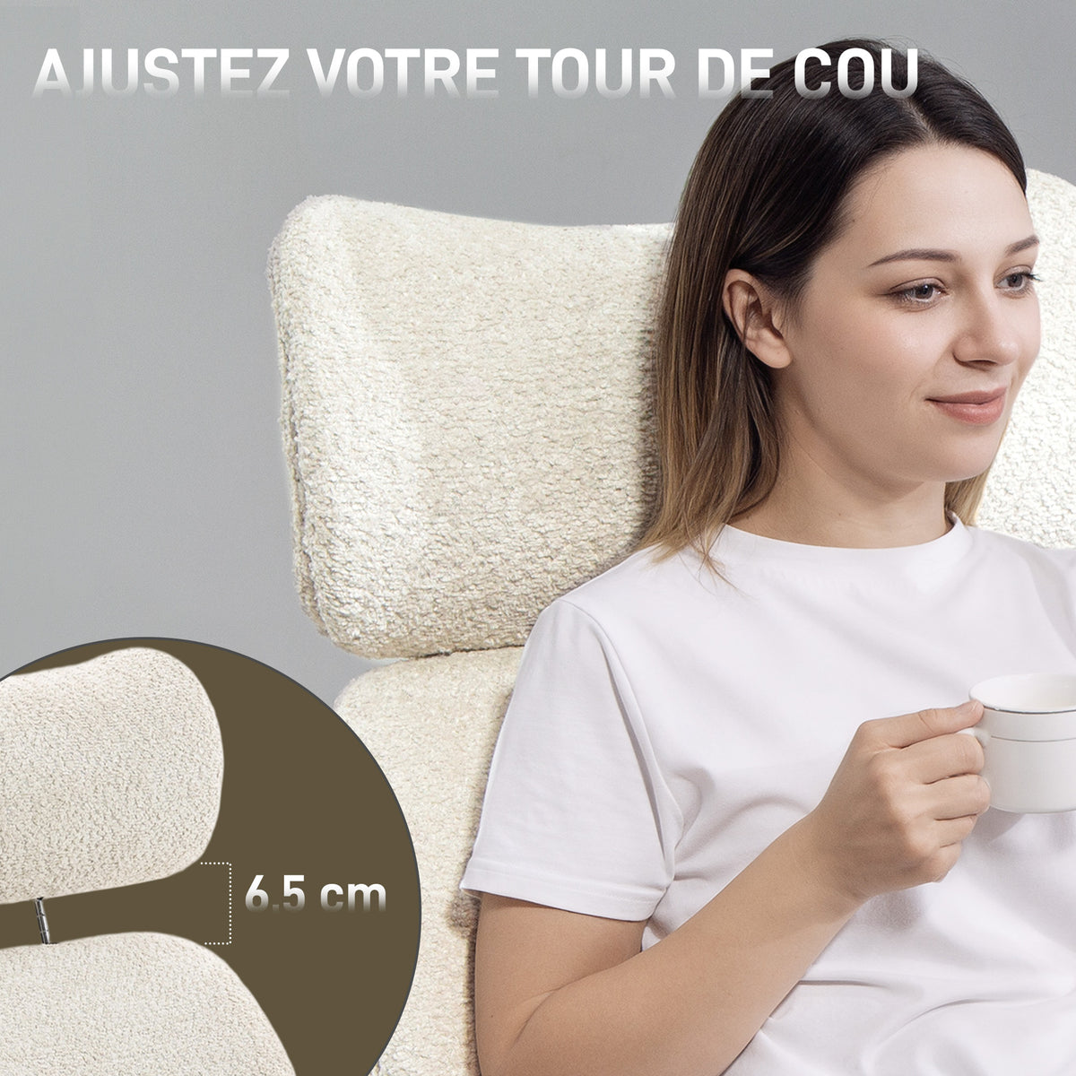 Chaise bureau ergonomique, fauteuil de bureau pivotant, hauteur réglable, appui-tête réglable, fonction bascule, gris-6