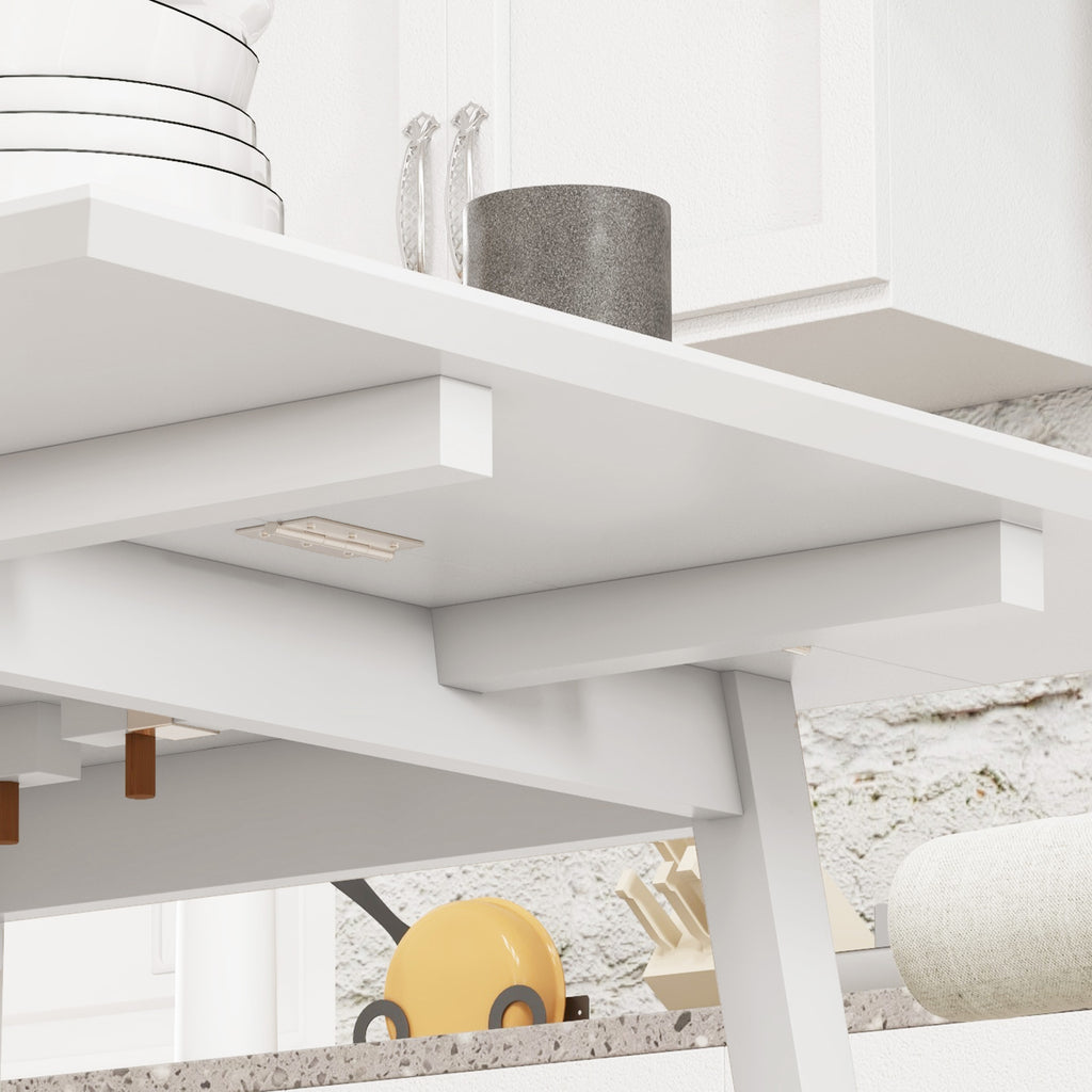Table de cuisine pliable table à manger pliante avec plateau rabattable en bois pour 2 à 4 personnes blanc-7