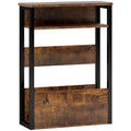 Table d'appoint table de chevet avec étagère à deux niveaux coins arrondis 46l x 18P x 58,5H cm brun rustique-0
