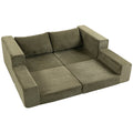 Canapé Convertible 2 Places 4 en 1, Canapé-Lit Compressé en Chenille 208 cm avec Assise Large, 2 Oreillers, Vert-0