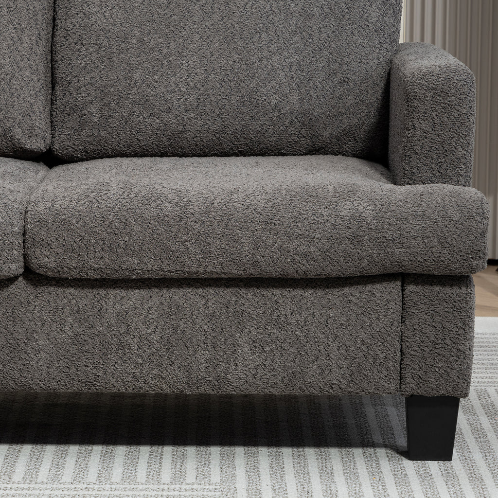 Canapé 2 places 120 cm avec coussins de dossier amovibles, tissu chenille pour salon, chambre, bureau, gris foncé-9