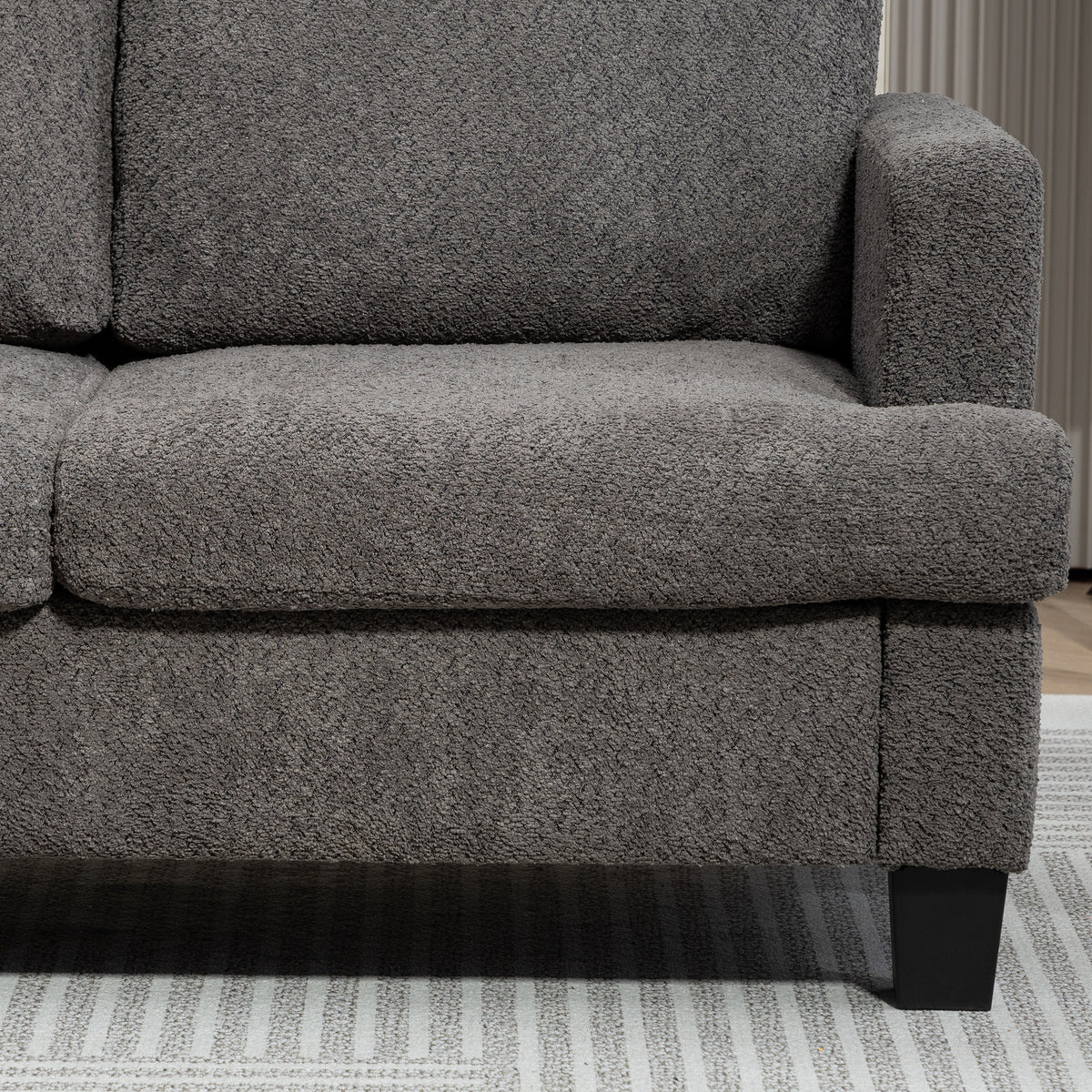 Canapé 2 places 120 cm avec coussins de dossier amovibles, tissu chenille pour salon, chambre, bureau, gris foncé-9