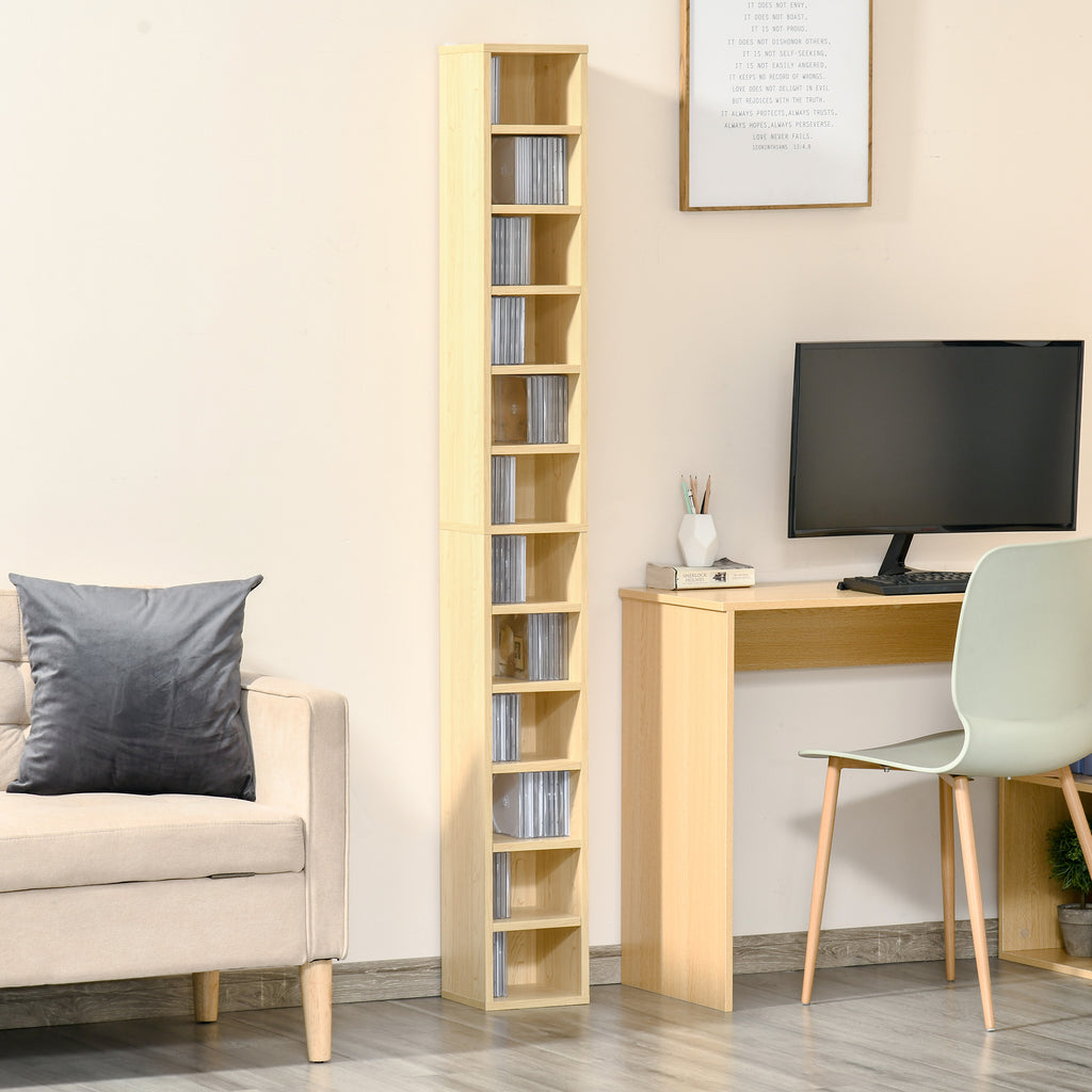Rangements pour CD et DVD, étagère colonne de rangement, meuble de rangement bois naturel-9