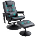 Fauteuil de Massage et Relaxation électrique pivotant inclinable avec Repose-Pied revêtement synthétique Noir-0