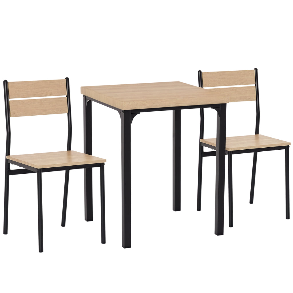 Ensemble table et chaises pour 2 personnes, table de cuisine avec chaises, table à manger 3 pièces avec 2 chaises encastrables, pour cuisine salon maison, bois de chêne clair-0
