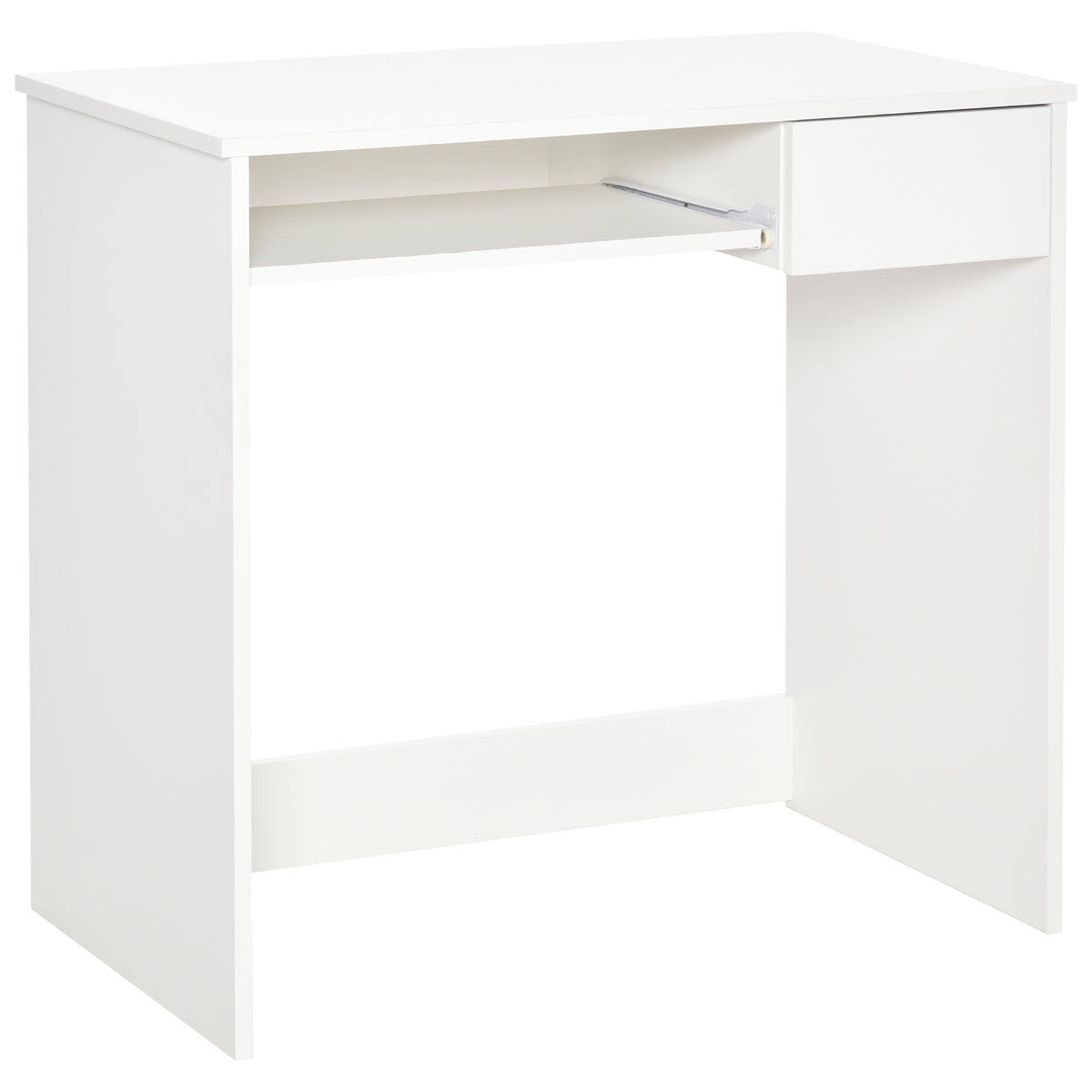 Bureau d'Ordinateur, 80 x 45 x 75 cm, Bureau avec Rangement, Plateau pour Clavier et Tiroir, Blanc-0