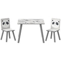 Ensemble table et chaises pour enfants, table pour enfant avec 2 chaises, motif animaux pour chambre à coucher gris-0