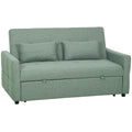 Canapé Convertible 2 Places 3 en 1, Canapé-Lit Clic Clac 160 cm, Dossier Réglable, Assise Large, 2 Oreillers, Vert-0