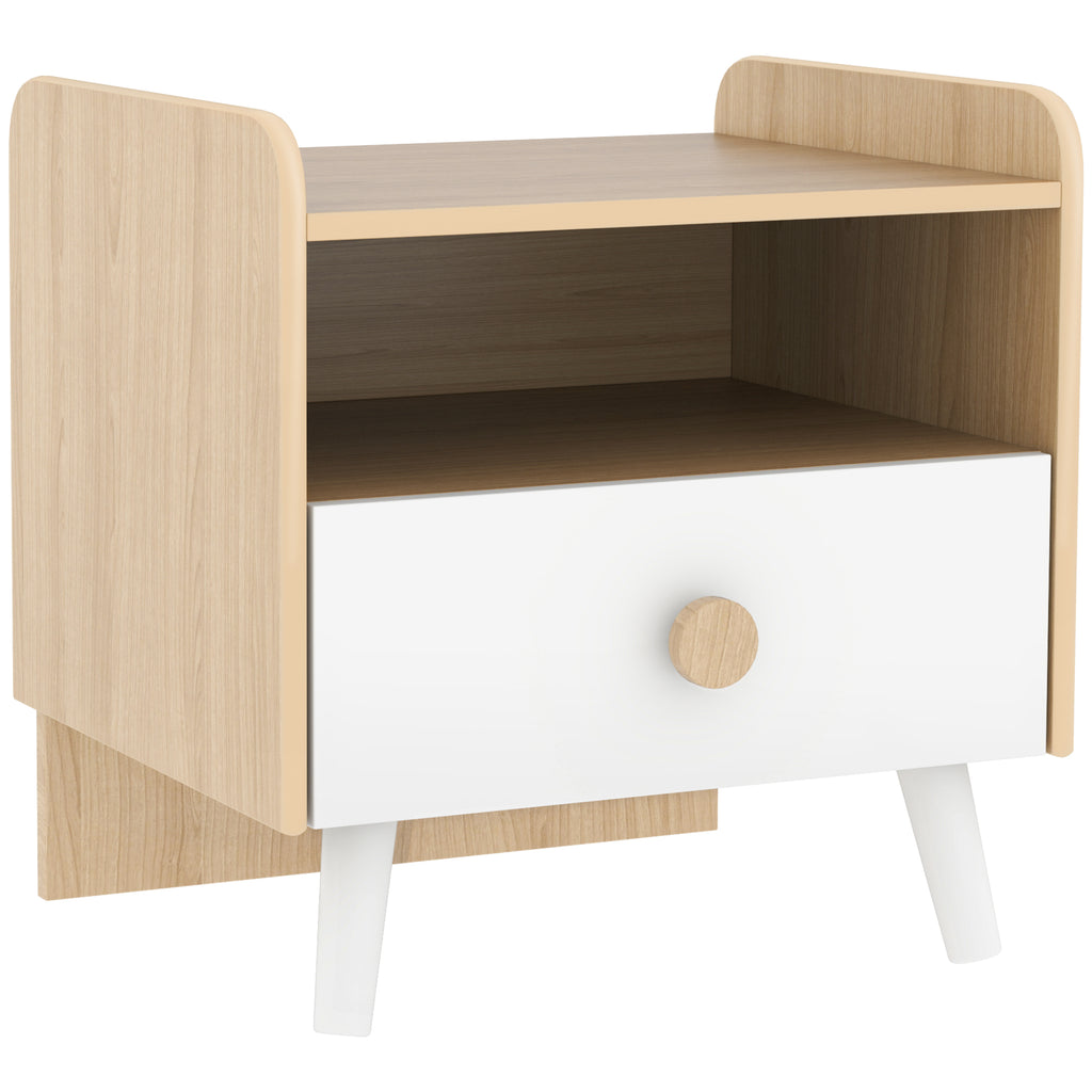 Table de chevet enfant table de nuit enfant avec tiroir et niche, petite table d'appoint en bois pour chambre d'enfant-0