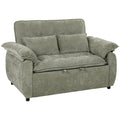 Canapé Convertible 2 Places, Canapé-Lit 3 en 1 Velours 137 cm, Dossier Réglable, Assise Large, 2 Oreillers, Vert-0