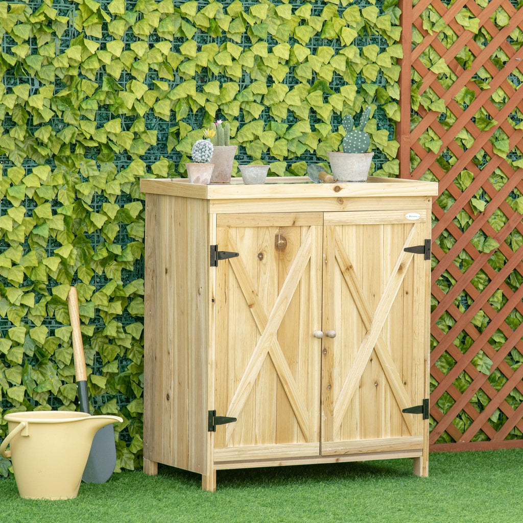 Armoire de jardin armoire de rangement de jardin plateau en métal galvanisé en bois massif 80 x 45 x 92 cm bois naturel-8