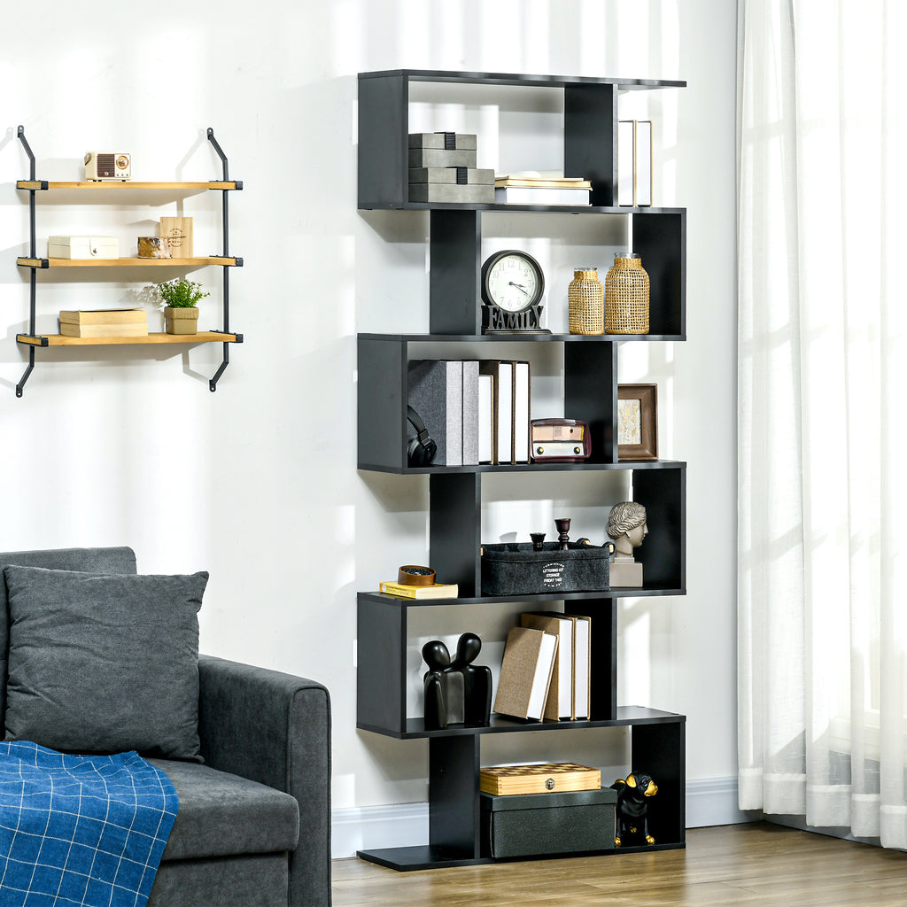 Bibliothèque étagère Zig zag Design Contemporain 80L x 23l x 192H cm 6 Niveaux Noir-9