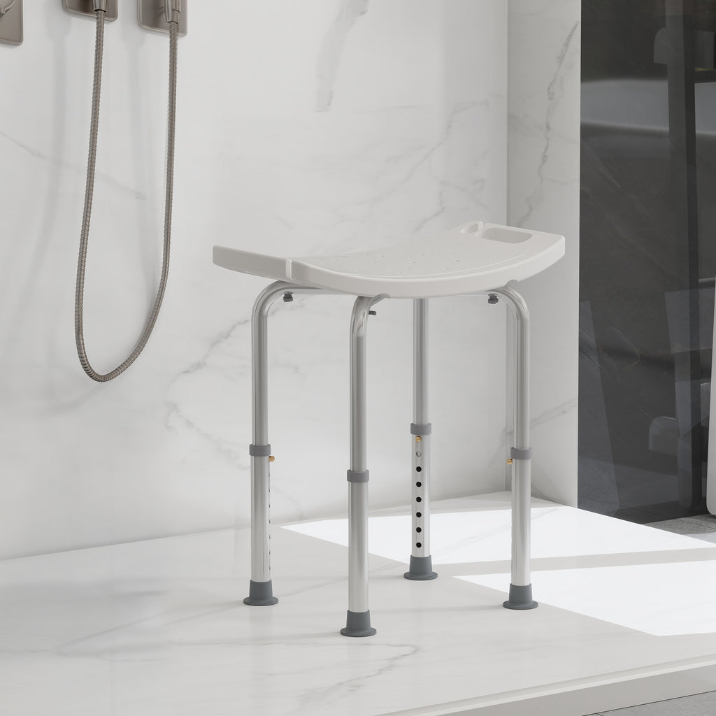 Tabouret de douche chaise de douche pour personnes âgées et handicapées, hauteur réglable, patins antidérapants, chaise de bain en alliage d'aluminium antirouille, blanc-1