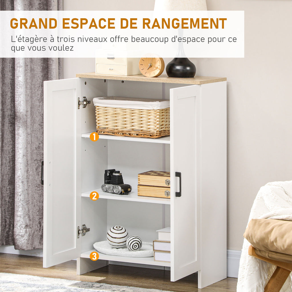 Buffet meuble cuisine rangement avec placard à portes et étagères réglables, 60 x 30 x 90 cm, blanc-7