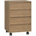 Caisson de bureau rangement bureau sur roulettes 4 tiroirs coulissants en bois aspect bois marron-0