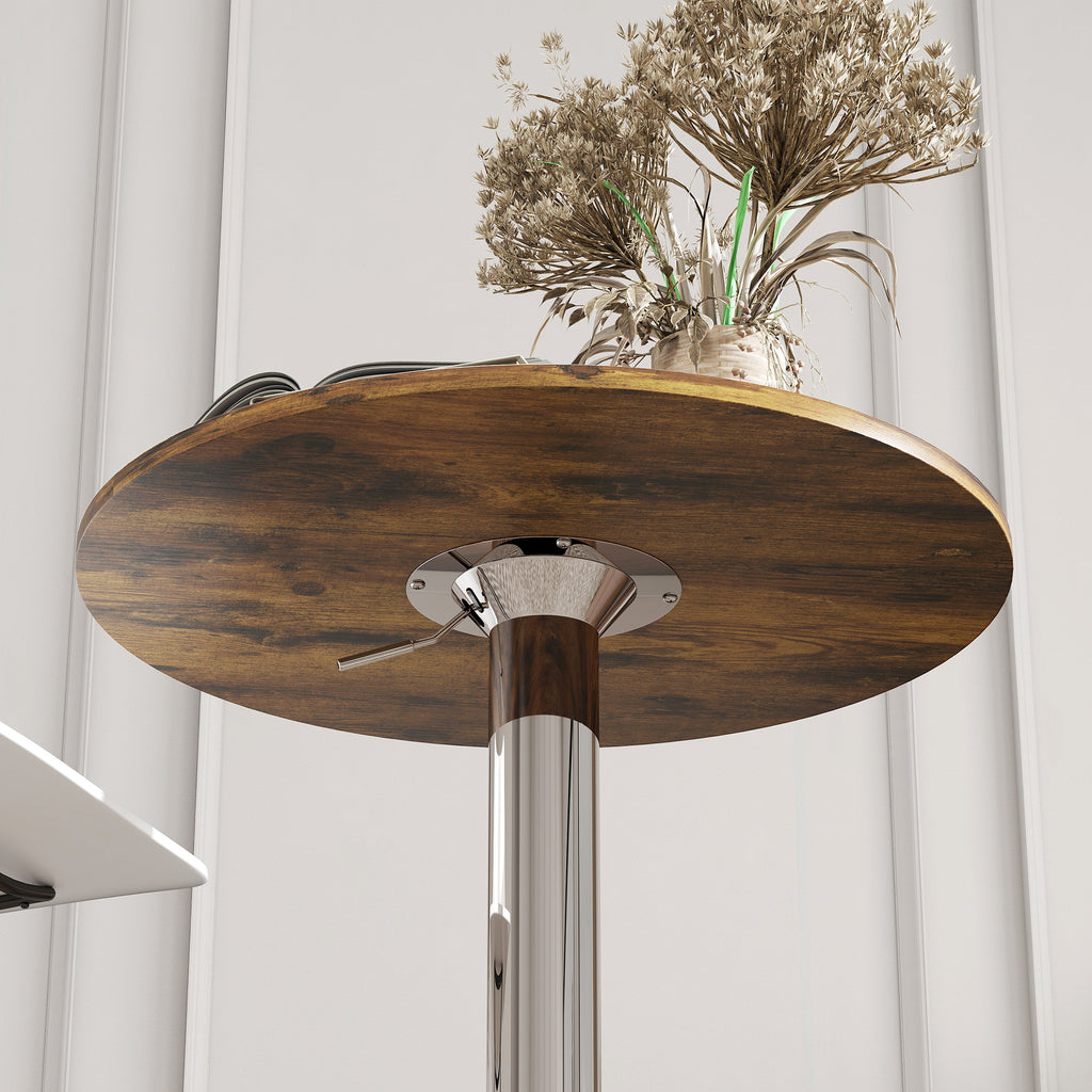 Table de Bar Table Bistro Mange-debout Hauteur réglable 67-93 cm Plateau pivotant 360° marron-8