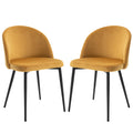 Lot de 2 chaises salle à manger chaise de cuisine scandinave chaise en velours rembourrée avec pieds effilés en métal, pour salon, salle à manger, jaune-0