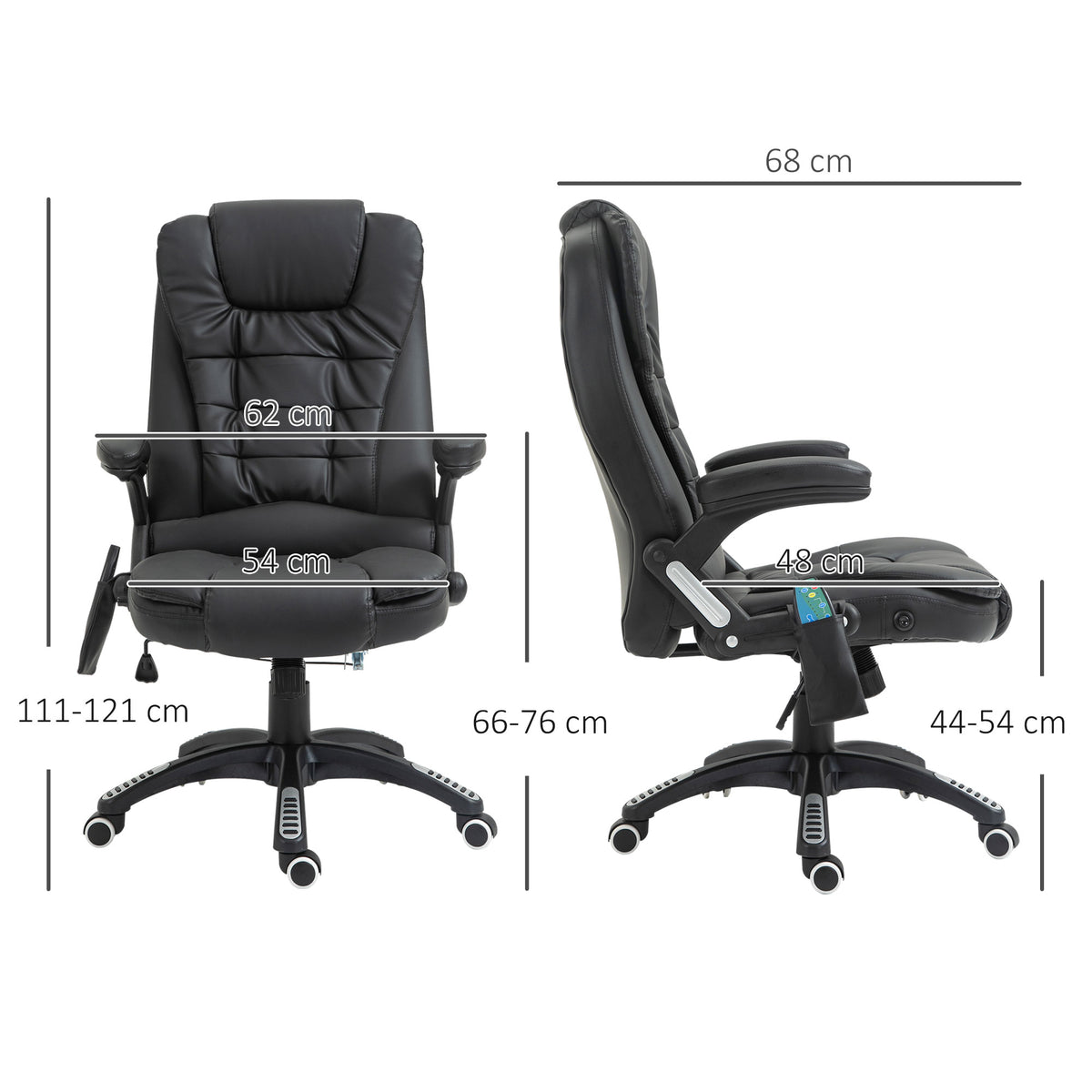 Fauteuil de bureau massant et chauffant électrique fauteuil bureau ergonomique revêtement synthétique noir-2