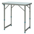 Table Pliante Table de Camping Table de Jardin Hauteur réglable Aluminium MDF Blanc-0