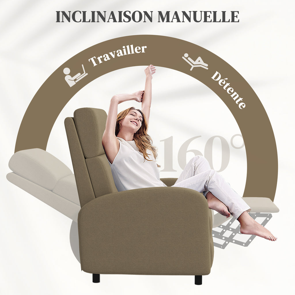 Fauteuil relax fauteuil inclinable salon fauteuil de relaxation - dossier réglable jusqu'à 160° repose-pieds intégré-3
