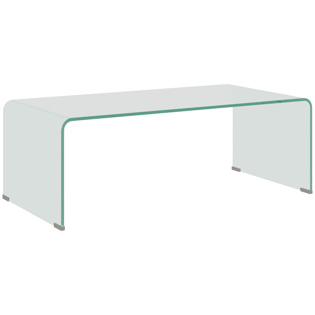 Table basse en verre table de salon rectangulaire design moderne en verre trempé avec bords arrondis sûrs transparent-0