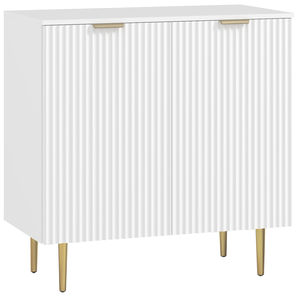 Buffet Cuisine, Meuble de Rangement avec 2 Portes, Étagère Réglable, Pieds Métalliques Surélevés, 80 x 40 x 80 cm, Blanc-0