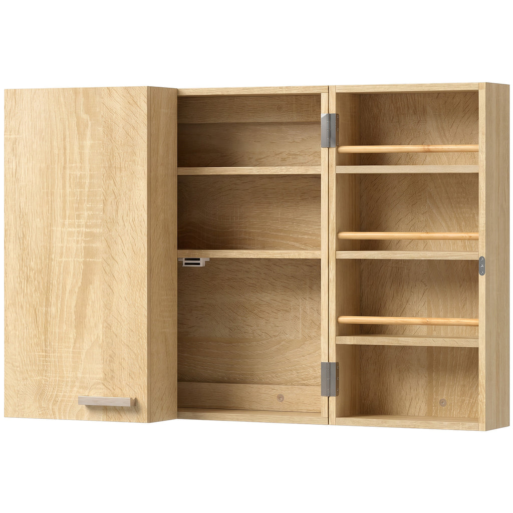 Armoire à pharmacie murale, armoire à médicaments avec double porte verrouillable 2 clés, 53x20x53cm, chêne-0