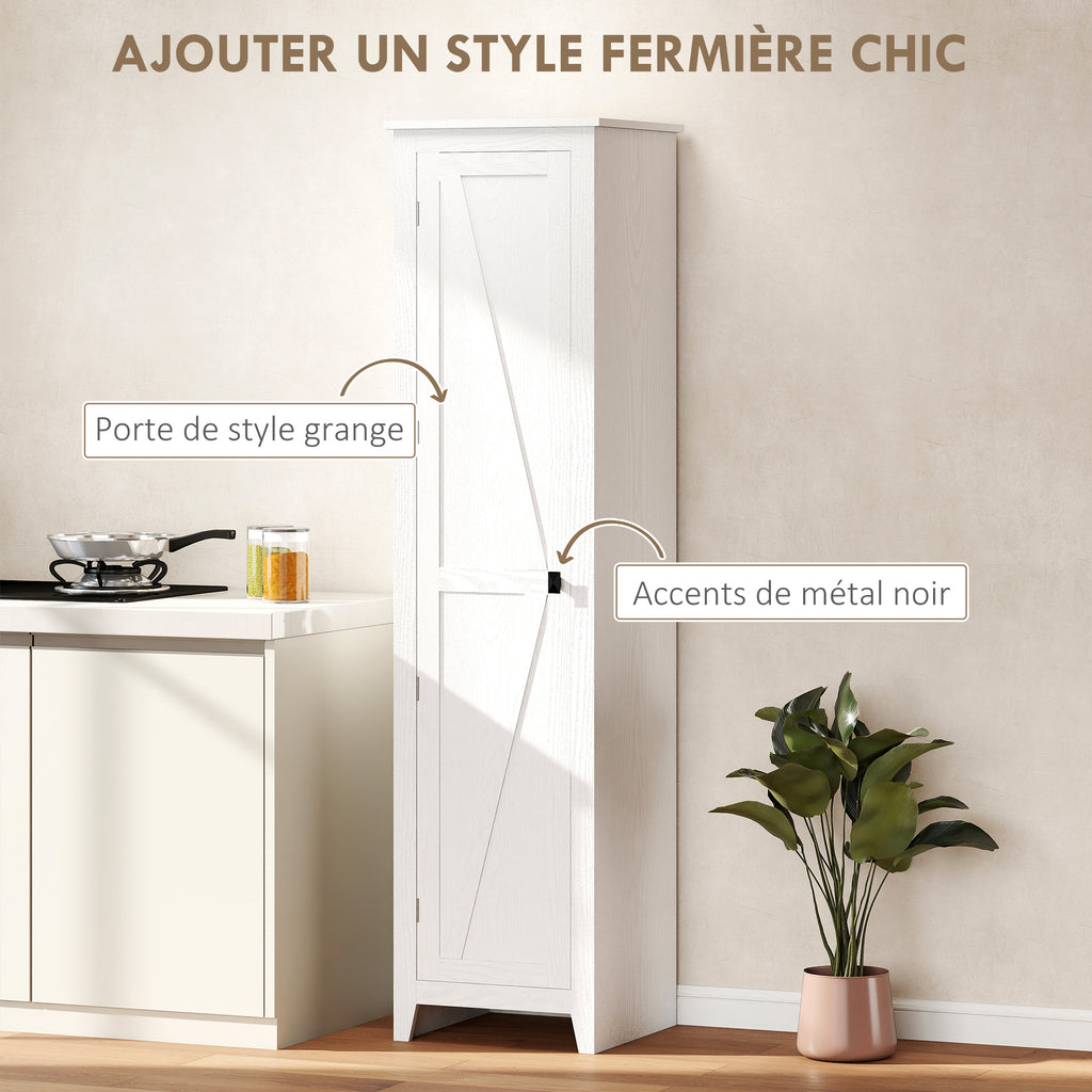 Armoire de Rangement buffet cuisine avec 2 étagères réglables- Hauteur 170 cm en Bois Blanc-5