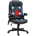 Fauteuil de bureau massant et chauffant électrique fauteuil bureau ergonomique revêtement synthétique noir-0