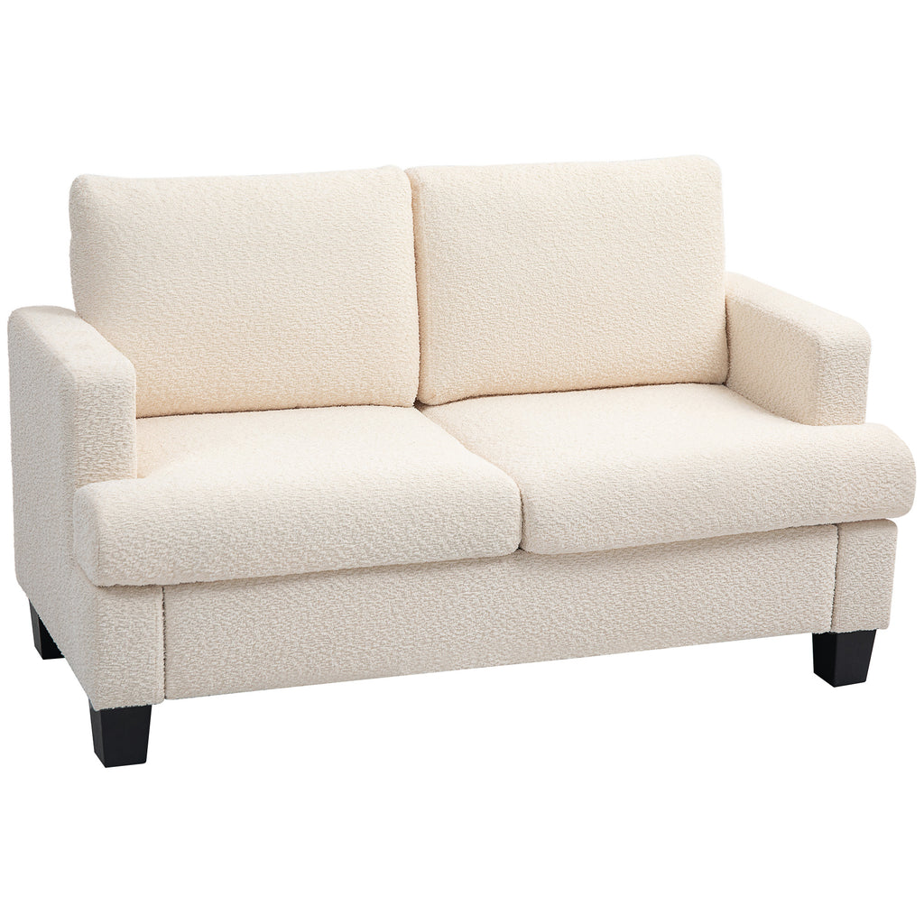Canapé 2 places 120 cm avec coussins de dossier amovibles, tissu chenille pour salon, chambre, bureau, beige-0