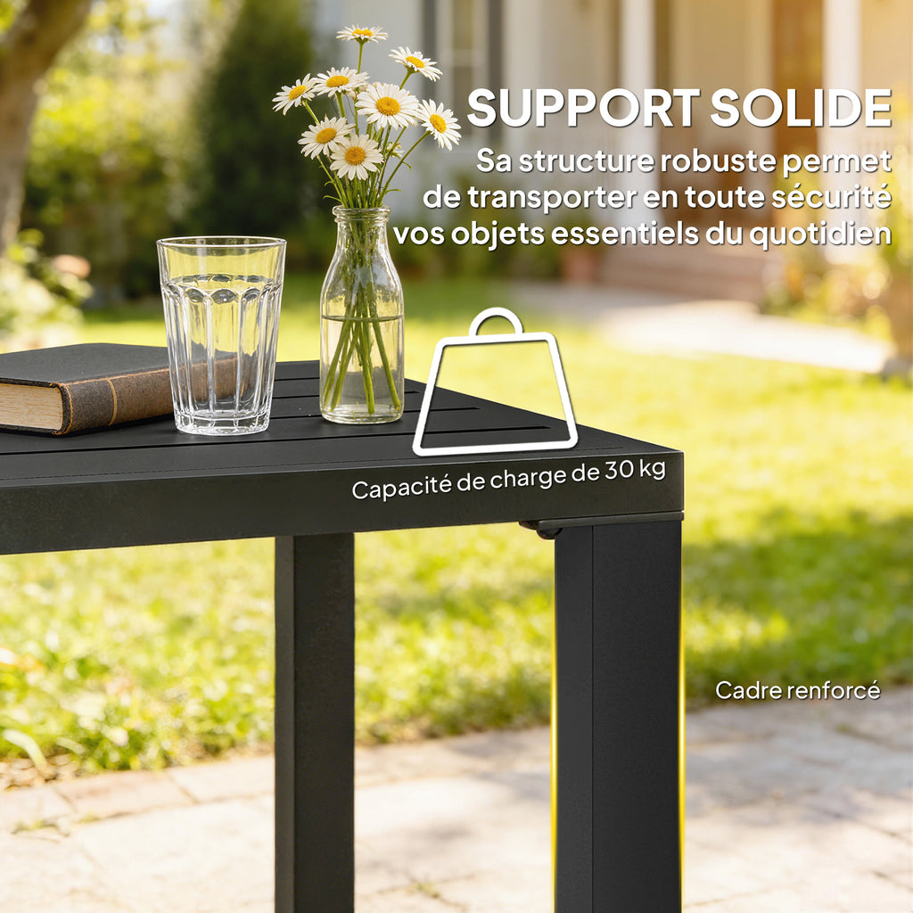 Table de jardin carrée, table de terrasse, cadre en métal, intérieur et extérieur, pour balcon, porche, patio, noir-5