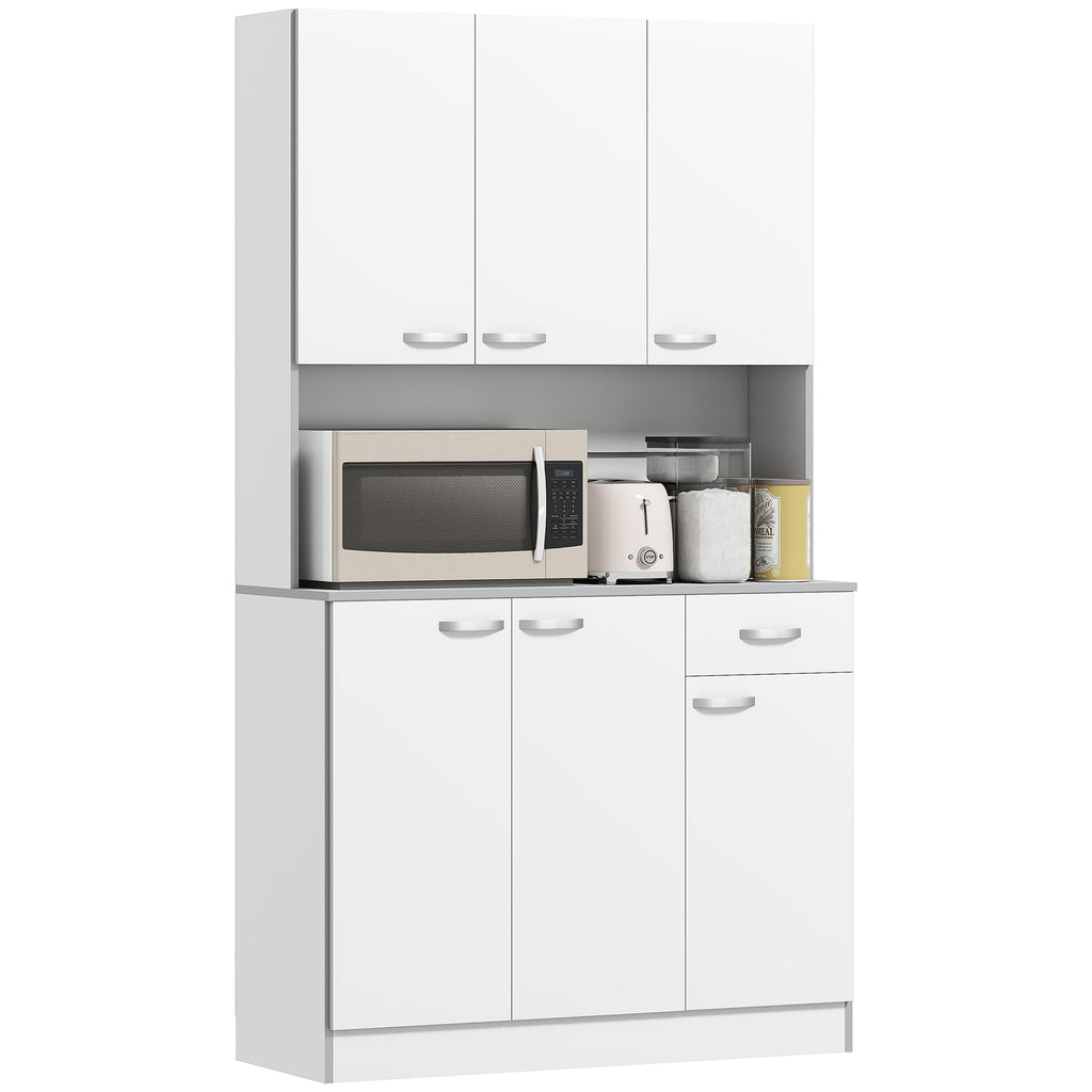 Buffet de cuisine armoire de cuisine contemporaine multi-rangements 6 portes 1 tiroir + grand plateau-0