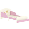 Lit enfant 70 x 140 cm, lit pour enfant avec barriere de securite et sommier à lattes, espace de rangement, rose-0