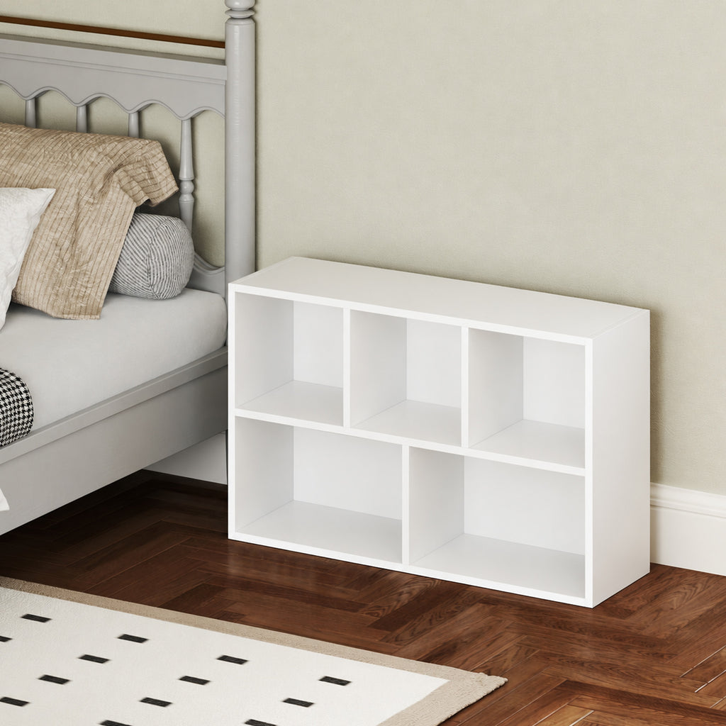 Bibliothèque étagère de rangement avec 5 compartiments, pour salon chambre à coucher bureau, 50x24x80cm, blanc-1