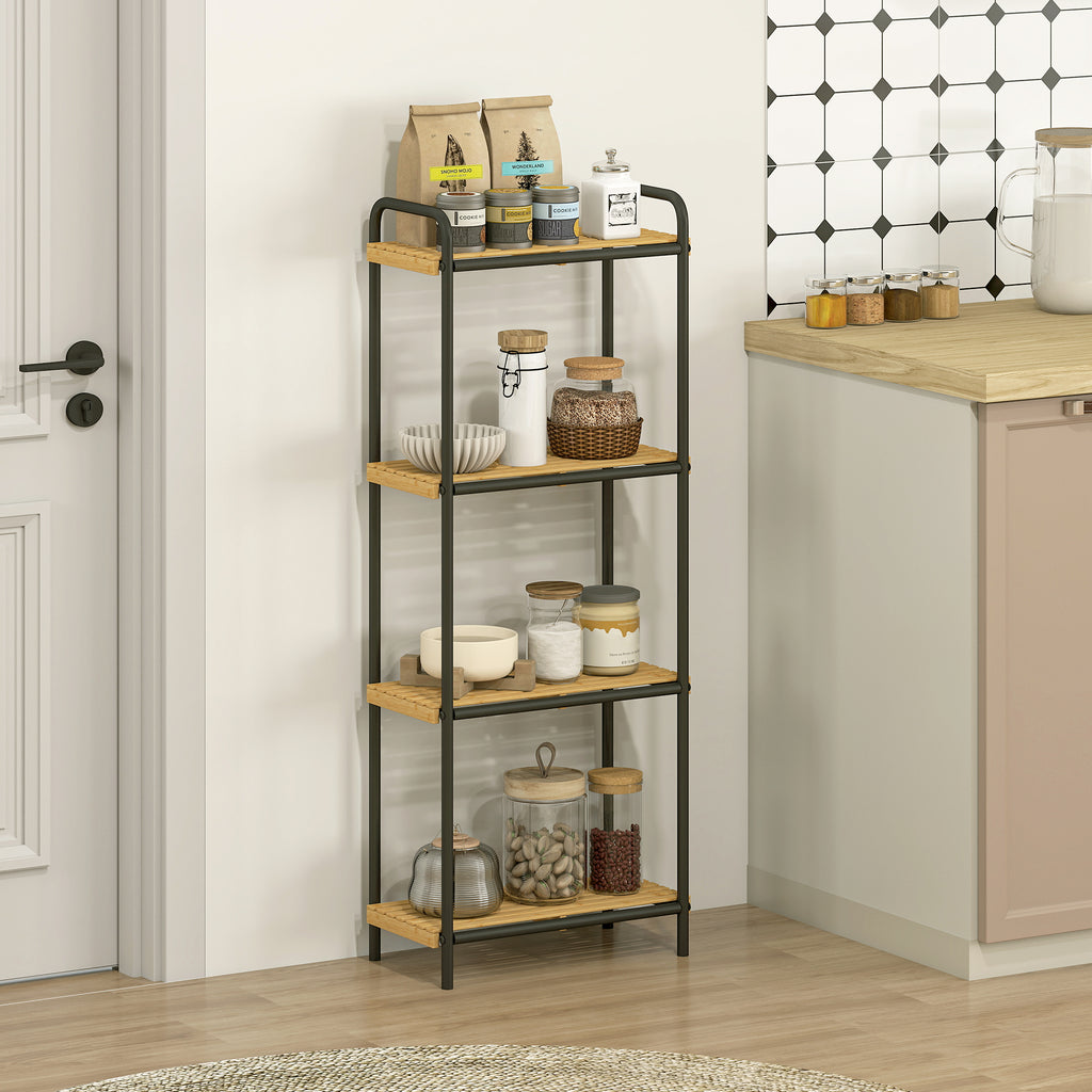 Étagère salle de bain étagère de rangement 4 niveaux étroite autoportante bambou 1,5 x 21,5 x 106 cm effet bois naturel-7