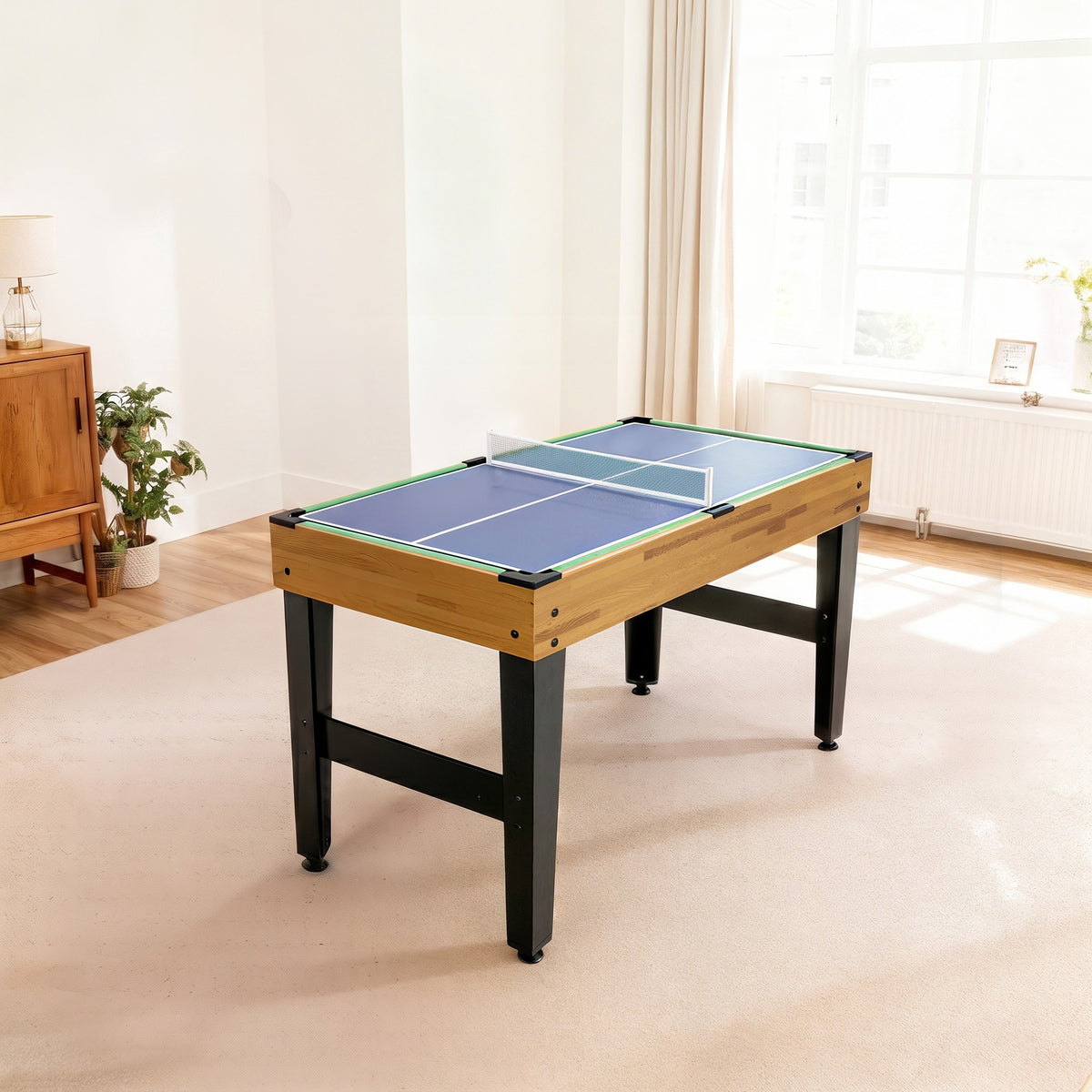 Table multijeux 13 en 1, table de jeu baby-foot, billard, ping-pong, 121x109x80cm, pour enfants et adultes, noyer clair-1