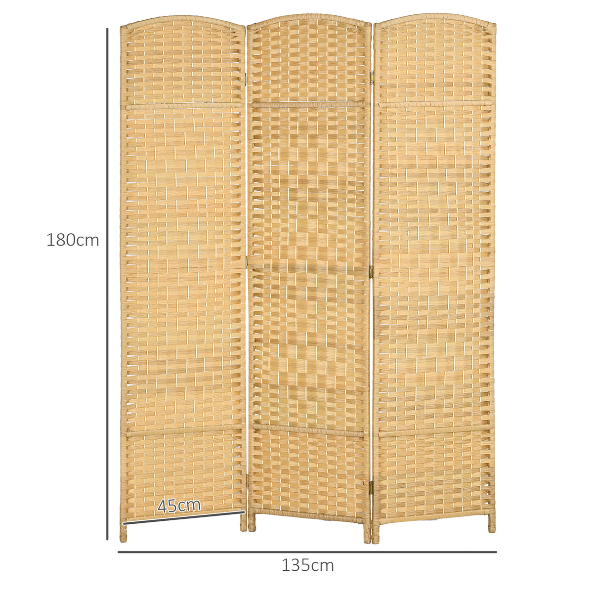 Paravent intérieur en bois 3 panneaux séparateur de pièce pliable pour salon chambre 135 x 180 cm bois naturel-2