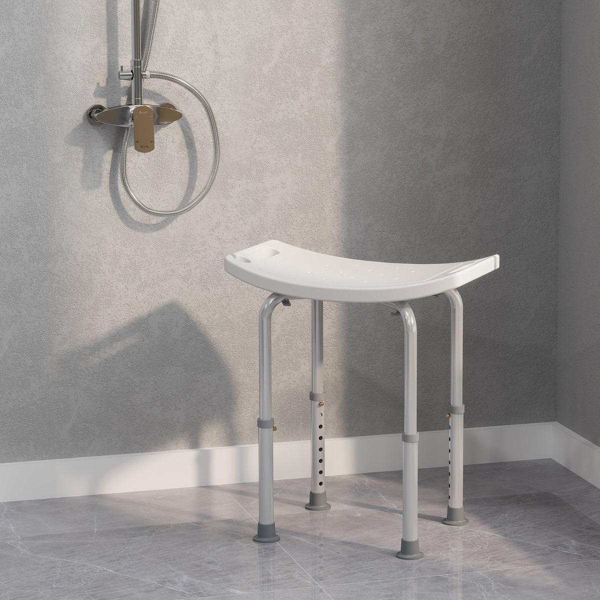 Tabouret de douche chaise de douche pour personnes âgées et handicapées, hauteur réglable, patins antidérapants, chaise de bain en alliage d'aluminium antirouille, blanc-9